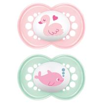 Kit com 2 Chupetas Original MAM 6+m Menina Rosa + Estojo