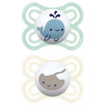 Kit com 2 Chupetas Perfect MAM 0-6m Azul + Estojo