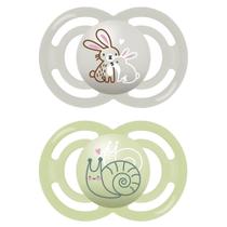 Kit com 2 Chupetas Perfect MAM 6+ meses Neutras + Estojo