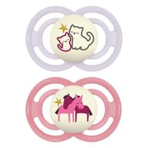 Kit com 2 Chupetas Perfect Night MAM 6+ meses Rosa + Estojo Kit com 2 Chupetas Perfect Night MAM 6+ meses Rosa + Estojo