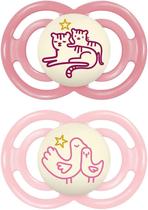 Kit com 2 Chupetas Perfect Night MAM 6+ meses Rosa + Estojo Kit com 2 Chupetas Perfect Night MAM 6+ meses Rosa + Estojo