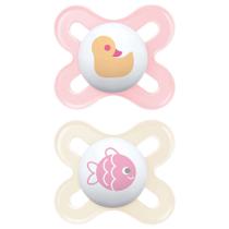 Kit com 2 Chupetas Start MAM 0-2m Rosa + Estojo