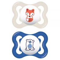 Kit com 2 Chupetas Supreme Bico de Silicone 0m+ Azul - MAM Kit com 2 Chupetas Supreme Bico de Silicone 0m+ Azul - MAM