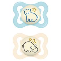 Kit com 2 Chupetas Supreme Night MAM 0-6m Azul + Estojo Kit com 2 Chupetas Supreme Night MAM 0-6m Azul + Estojo