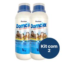 Kit com 2 Cloros Granulados Domclor 1kg Piscina Hipoclorito