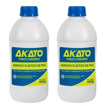 Kit Com 2 Cola Adesivo Plástico Pvc Em Frasco 850G - Akato