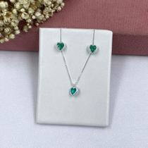 Kit com 2 Colar pedra coração azul turquesa Kit com 2 Colar pedra coração azul turquesa