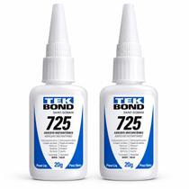 Kit com 2 Colas Instantânea Tekbond 725 20g Alta Fixação e Secagem Rápida