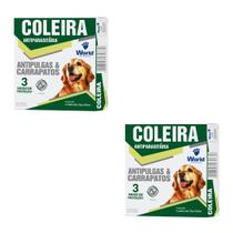 Kit Com 2 Coleira Caes Antipulgas E Carrapatos Dugs 56cm World