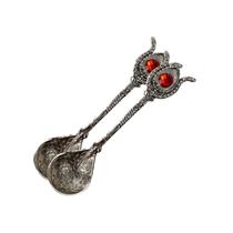 Kit Com 2 Colher Turca Da Fartura Prateada Vermelha Em Metal Kit Com 2 Colher Turca Da Fartura Prateada Vermelha Em Metal