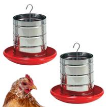 Kit Com 2 Comedouro Tubular Automático Galvanizado Para Galinha Galo Frango Aves Pinto 3Kg