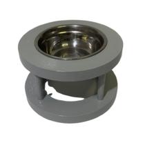 Kit com 2 Comedouros individuais Suporte Elevado Cinza Tigela de Inox 250ml Madeira Pinus