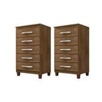 Kit Com 2 Cômoda 5 Gavetas Porto Belo Malbec Clique Chique
