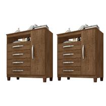 Kit Com 2 Cômoda Sapateira 1 Porta 4 Gavetas Porto Belo Malbec Clique Chique