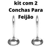 KIT COM 2 Conchas Para Feijão Sopas Molho Caldo Cremes Aço Inox - SQ - Só Qualidade