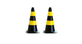 Kit Com 2 Cone De Sinalização - Altura De 50cm - Preto / Amarelo