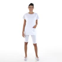 Kit com 2 Conjunto de Bermuda em Suplex, Camiseta e Bata para Copeira, Arrumadeira, Faxineira, Babá