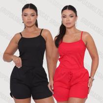 Kit com 2 conjunto feminino regata de alcinha fina e short curto canelado exclusiva