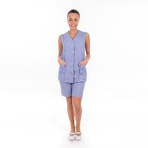 Kit com 2 Conjuntos de Colete com bermuda em algodão para copeira, arrumadeira, doméstica Kit com 2 Conjuntos de Colete com bermuda em algodão para copeira, arrumadeira, doméstica