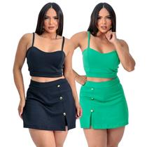 Kit com 2 conjuntos short saia feminino alfaiataria festas e eventos