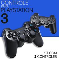 Kit Com 2 Controles Joystick Sem fio Recarregável Compatível Com Console Ps3