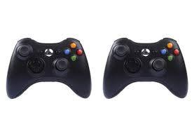 Kit Com 2 Controles Sem Fio COMPATIVEL Xbox 360 Preto com adaptador