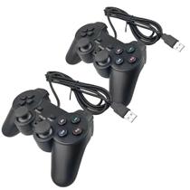 Kit com 2 Controles USB com Fio para PC e Notebook Modelo DualShock Preto