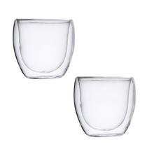 Kit com 2 Copos de Vidro Borossilicato Parede Dupla 80ml Kit com 2 Copos de Vidro Borossilicato Parede Dupla 80ml