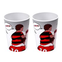 Kit com 2 Copos do Flamengo Licenciado Oficial Infantil 320ml para Café Suco e Refri