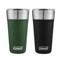 Kit com 2 Copos Térmicos com Tampa 600ml Verde e Preto Coleman