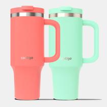 Kit com 2 Copos Térmicos Streeterville Coral e Verde Água Contigo 1,18L