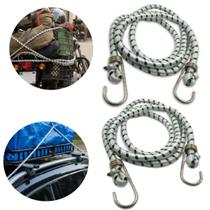 Kit com 2 Corda Elástica de 10mm Extensor Grande de 180 a 280cm Extra Forte para Bagageiro Carga Moto Bike Bicicleta Caçamba Camping
