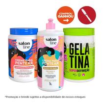 Kit com 2 Cremes Para Pentear Hidratação e Super Volumão + Gelatina todecacho Super Definição Salon Line