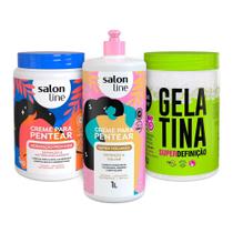 Kit com 2 Cremes Para Pentear Hidratação e Super Volumão + Gelatina todecacho Super Definição Salon Line
