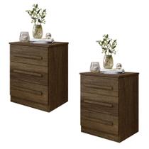 Kit com 2 Criado Mesa de Cabeceira MDP 3 Gavetas Kit com 2 Criado Mesa de Cabeceira MDP 3 Gavetas