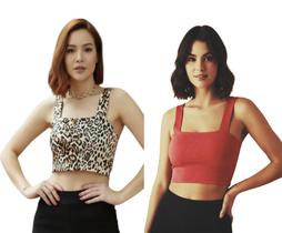 Kit com 2 Cropped Canelado Alça Larga Topíssima