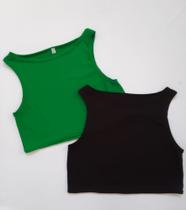 Kit com 2 Cropped regata básica liso sem bojo