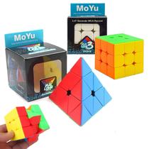 Kit com 2 Cubo Magico Moyu Profissional 3x3x3 Triangulo Quadrado Speed Cube Brinquedo Original