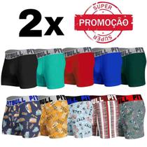 Kit Com 2 Cuecas Boxer Box Masculina Adulto Pitbull Atacado