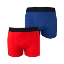 Kit com 2 Cuecas Boxer Box Try Basics Algodão Cotton Lisa Básica Casual Moda Masculina