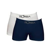 Kit com 2 Cuecas Boxer Branco/Marinho Zorba 781 Algodão