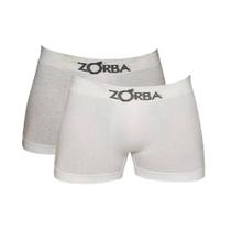 Kit com 2 Cuecas Boxer Branco/Mescla Zorba 781 Algodão