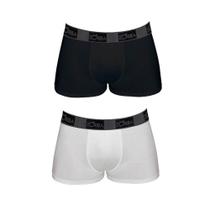 Kit com 2 Cuecas Boxer Branco/Preto Zorba 717 Cotton