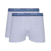 Kit Com 2 Cuecas Boxer Cinza Mescla Lupo 523-002 Algodão