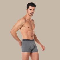 Kit com 2 Cuecas boxer de microfibra cinza mescla e branca com elástico e fio de poliamida Kit com 2 Cuecas boxer de microfibra cinza mescla e branca com elástico e fio de poliamida