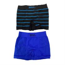 Kit com 2 cuecas boxer infantil preta listrada/ azul M basic +