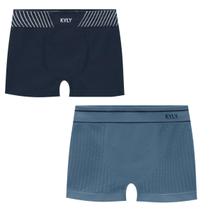 Kit Com 2 Cuecas Boxer Infantil Sem Costura Kyly- tamanho:M 8 A 10 ANOSCOR:AZUL