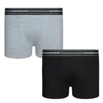 Kit com 2 Cuecas Boxer Infantis Algodão com Elastano Preta/Mescla - Lupo