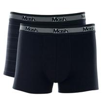 Kit com 2 Cuecas Boxer Mash 110.09 Cotton - Preto/Preto Listrado