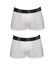 Kit com 2 Cuecas Boxer Zorba em Algodão com elastano Branco/Branco